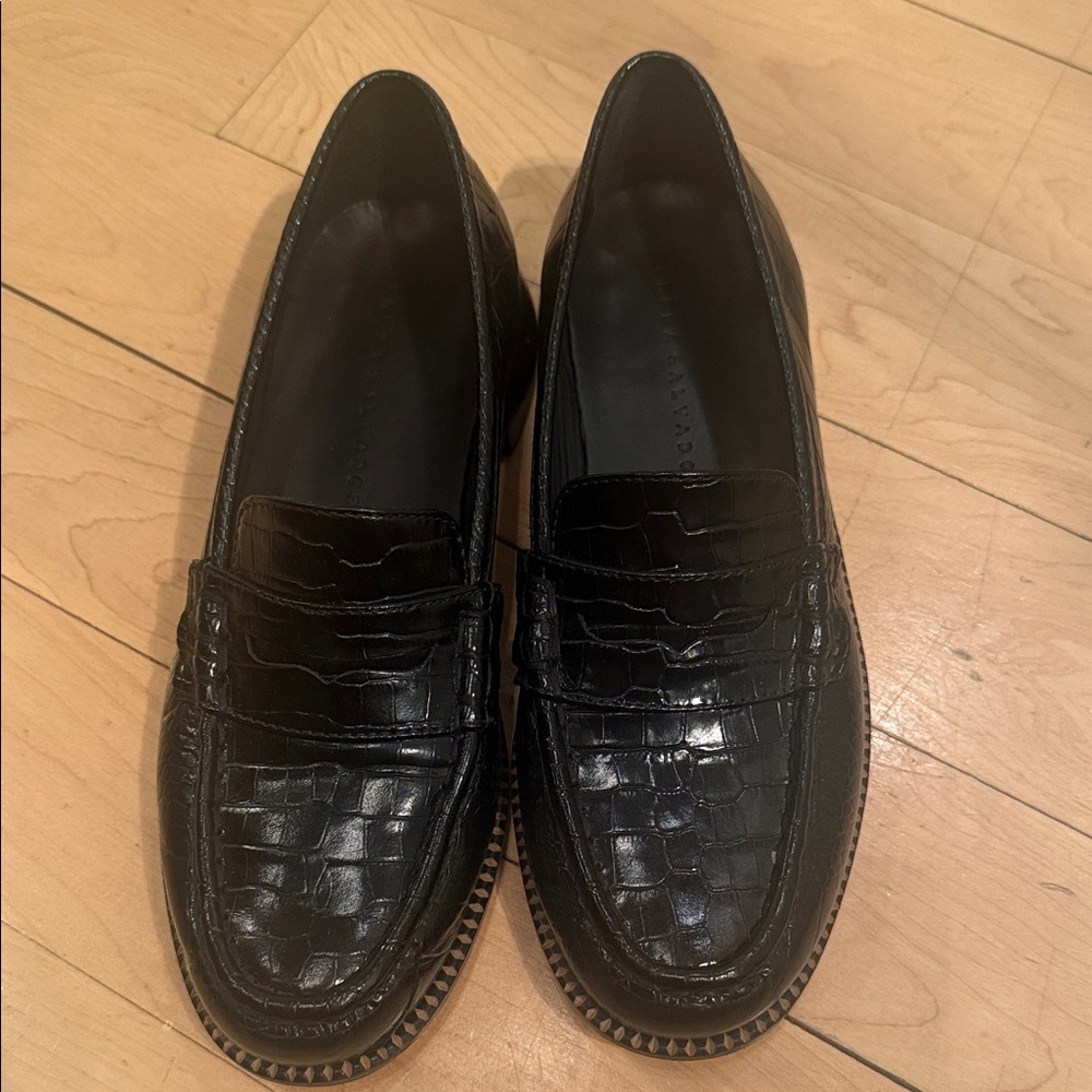 Freda Salvador Black embossed “Elba” loafers - Picture 2 of 6